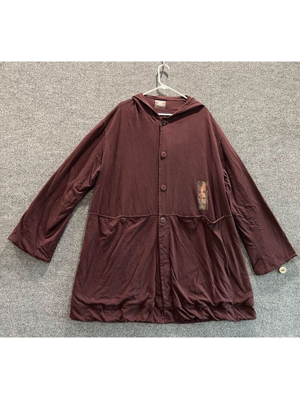 Blue Fish Clothing Women's Burgundy Hooded Button-Up Jacket, Size Large